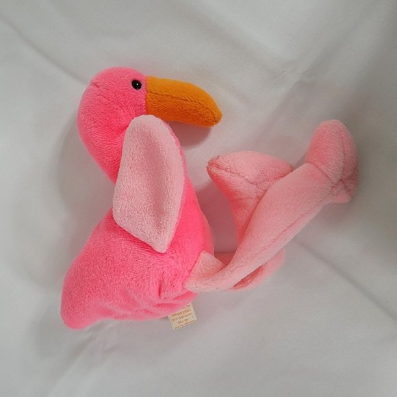 Vintage 1995 TY Beanie Babies Pinky the Pink Flamingo Plush Stuffed Animal - Picture 4 of 6